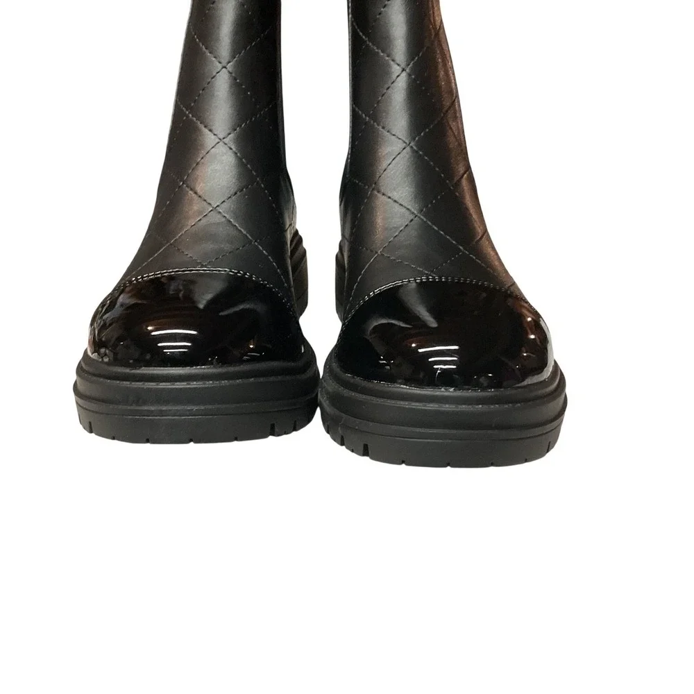 Coutgo Women's Quilted Winter Dress Slip On Ankle Chelsea Boots Black Size 7 NWB